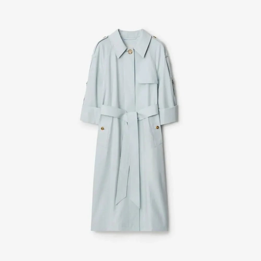Sale ends 3/22 Burberry baby blue long Trench Coat US4 - Picture 2 of 11